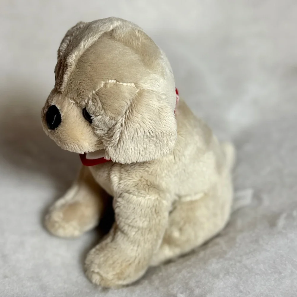 Tan Plush Cute Puppy Dog with Sheels Sporting Good Store Bandana Accessory